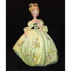 Vintage Josef Originals Figurine Yellow Dress Victorian Lady Ceramic 8" Tall Han
